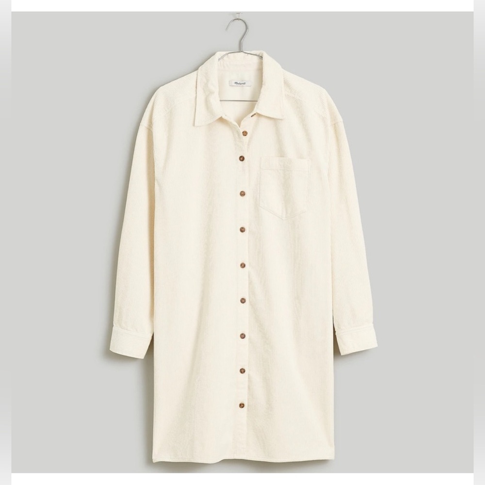 New Madewell Corduroy Easy Mini Shirtdress Lighthouse Size SMALL Women - Picture 5 of 12